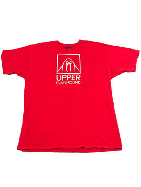 Upper Playground T Shirt Men XL Red Walrus Graphic Short Sleeve Skate